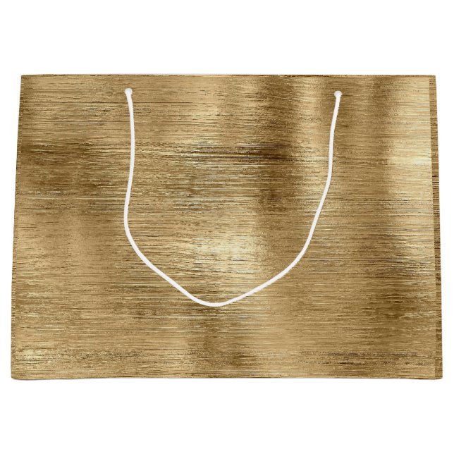 Gold metallic texture rustic shimmer stylish large gift bag (Front)