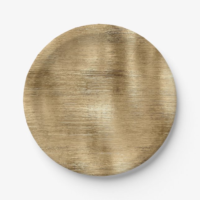 Gold metallic texture rustic shimmer stylish paper plates (Front)