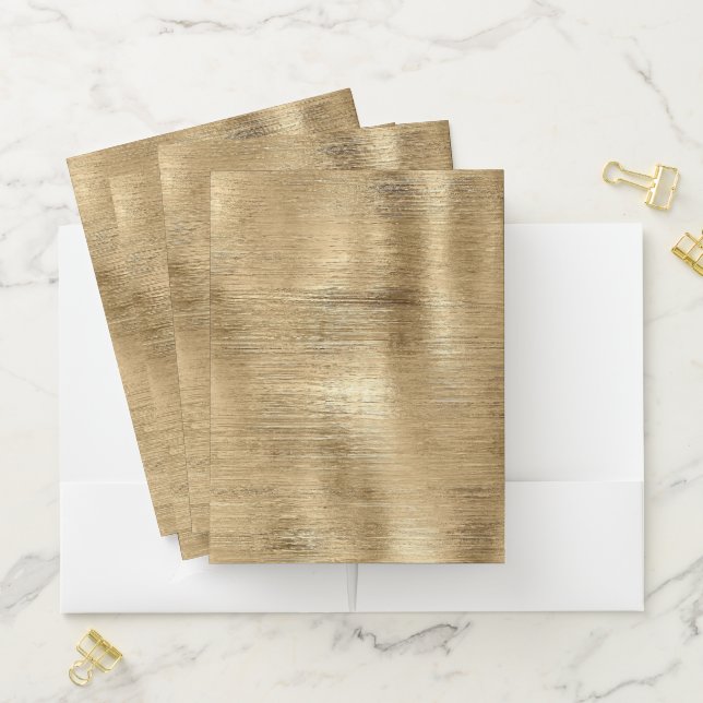 Gold metallic texture rustic shimmer stylish pocket folder (In Situ)