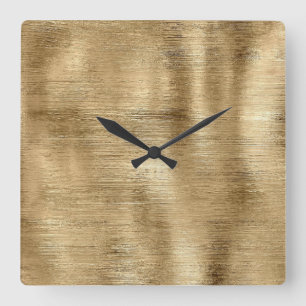 Gold metallic texture rustic shimmer stylish square wall clock