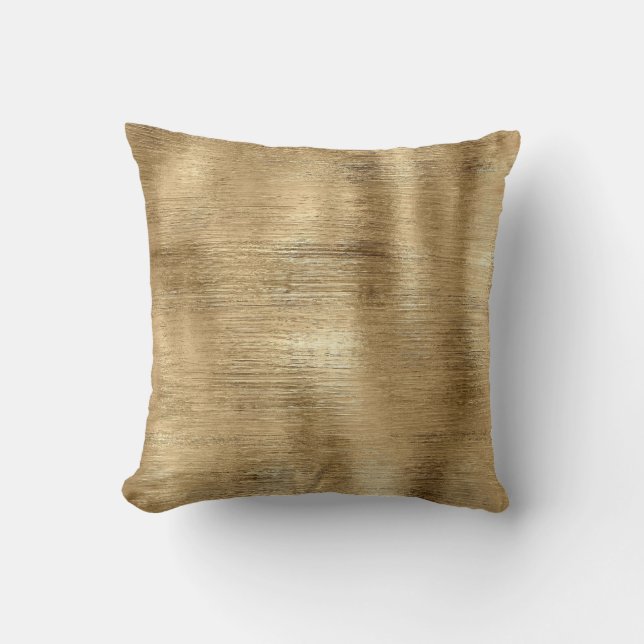 Gold metallic texture rustic shimmer stylish throw pillow (Front)