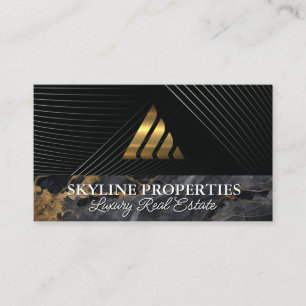 Gold Metallic Triangle Logo   Marble   Corporate Business Card