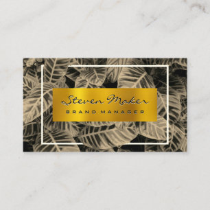 Gold Metallic   Tropical Leaves Background Business Card