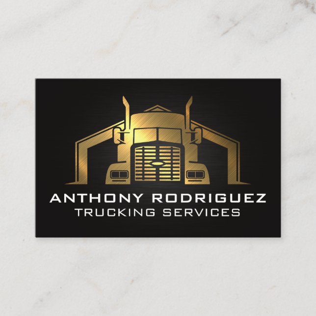 Gold Metallic Truck Logo | Industrial Business Card (Front)
