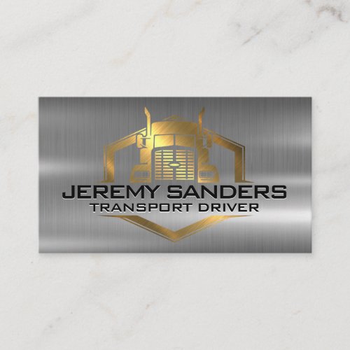 Gold Metallic Truck Logo  Industrial Business Card