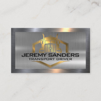 Gold Metallic Truck Logo | Metal Border Business Card