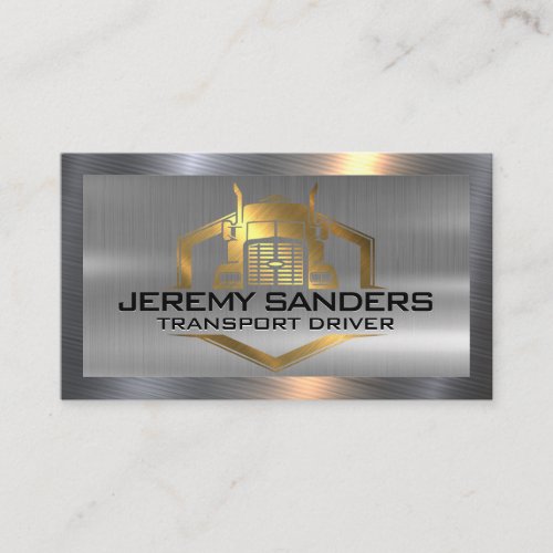 Gold Metallic Truck Logo  Metal Border Business Card