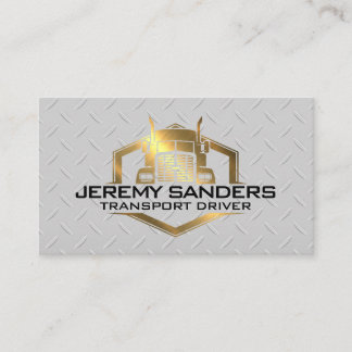 Gold Metallic Truck Logo | Metal Border Business Card