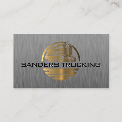 Gold Metallic Truck Logo  Steel Brushed Business Card