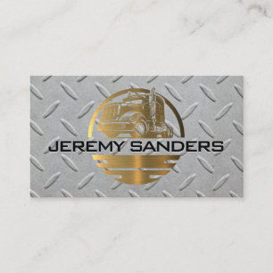 Gold Metallic Truck Logo Steel Business Card