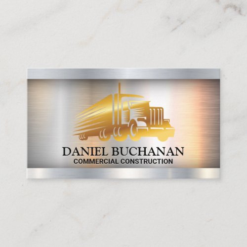 Gold Metallic Truck  Metal Background Business Card