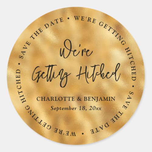 Gold Metallic Typography Wedding Envelope Seals