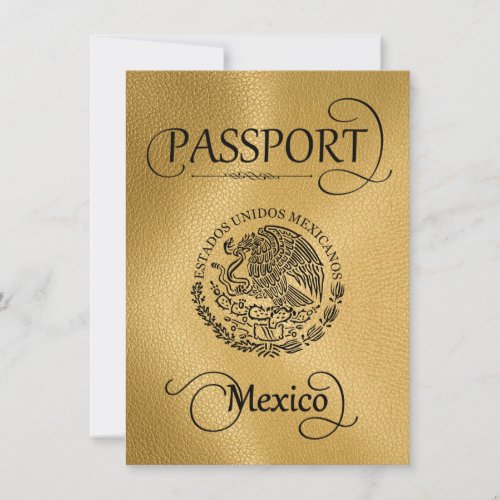 Gold Mexico Passport Save the Date Card
