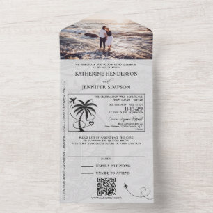 Gold Mexico Passport Wedding All In One Invitation