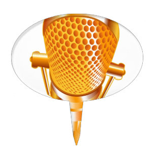 Gold Microphone Cake Topper