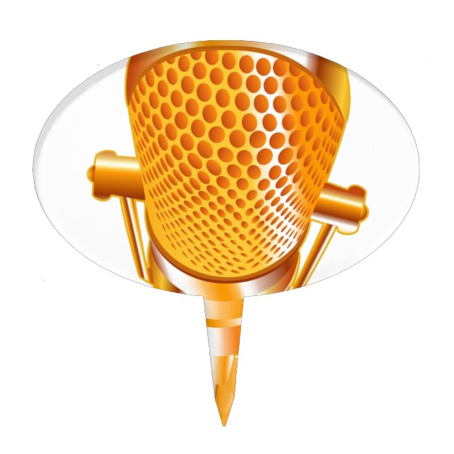 Gold Microphone Cake Topper (Front)