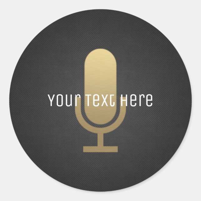 Gold Microphone Classic Round Sticker (Front)