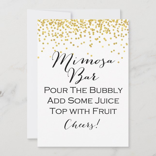 Gold Mimosa Bar Sign 5x7" Size Invitation (Front)
