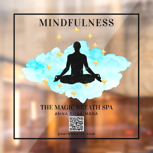 ** Gold Mindfulness Reiki Man Yoga Meditation  Window Cling (Sheet 2)