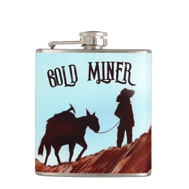 Gold Miner and Pack Mule Flask (Front)