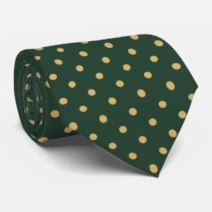 Gold Mini Polka Dot Pattern on Forest Green Neck Tie
