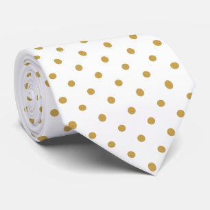 Gold Mini Polka Dot Pattern on White Neck Tie