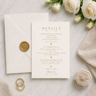Gold Minimal Look Wedding Details Card
