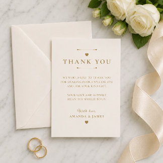 Gold Minimal Look Wedding Thank You Card