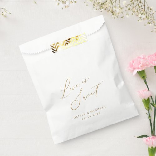 Gold minimal modern love is sweet script wedding f favor bag