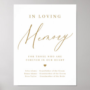 Gold minimal modern script in loving memory sign