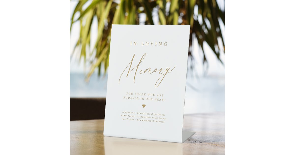 Gold Script In Loving Memory Gold minimal modern script in loving memory sign | Zazzle