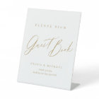 Gold minimal modern script wedding guest book