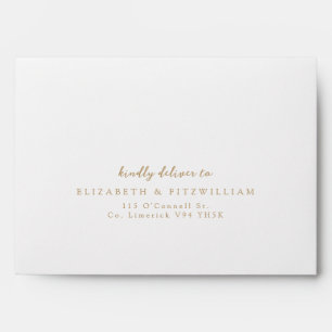 Gold Minimal Script Self-Addressed Cherry Blossom  Envelope