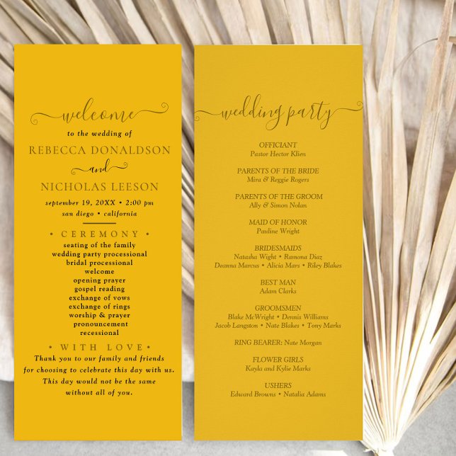 Gold Minimal Script Text Wedding Program (Creator Uploaded)