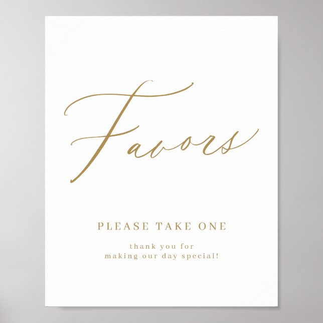 Gold minimal script wedding favors please take one poster (Front)