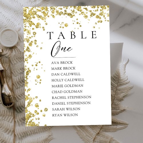 Gold Minimal Table Number Seating Chart