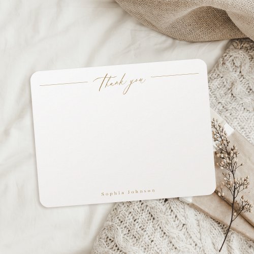 Gold Minimal thank you personalized Stationery Note Card