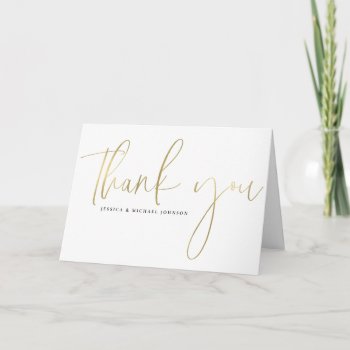 Gold Minimal Typography Thank You Cards by fancypaperie at Zazzle