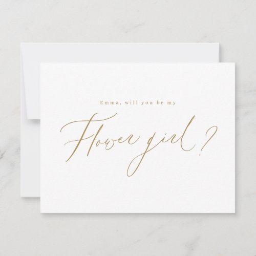 Gold minimal will you be my flower girl script invitation
