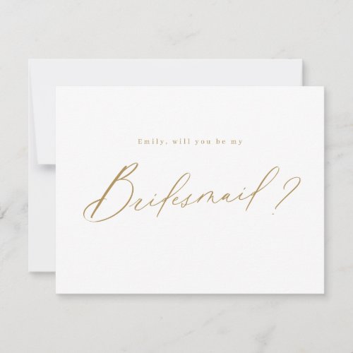Gold minimal would you be my bridesmaid script invitation