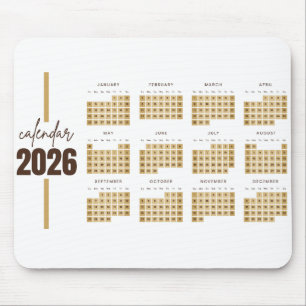 Gold Minimalist 2026 Calendar Mouse Pad