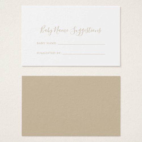 Gold Minimalist Baby Name Suggestions Card