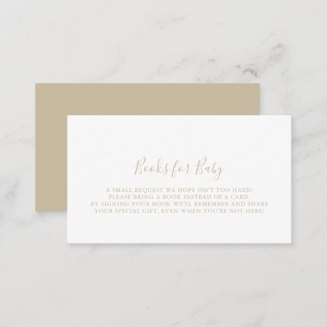 Gold Minimalist Baby Shower Book Request  Enclosure Card (Front/Back)