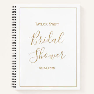 Gold Minimalist Bridal Shower Gift Tracker Notebook