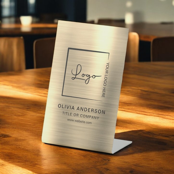 Gold Minimalist Business Logo Professional Modern Pedestal Sign