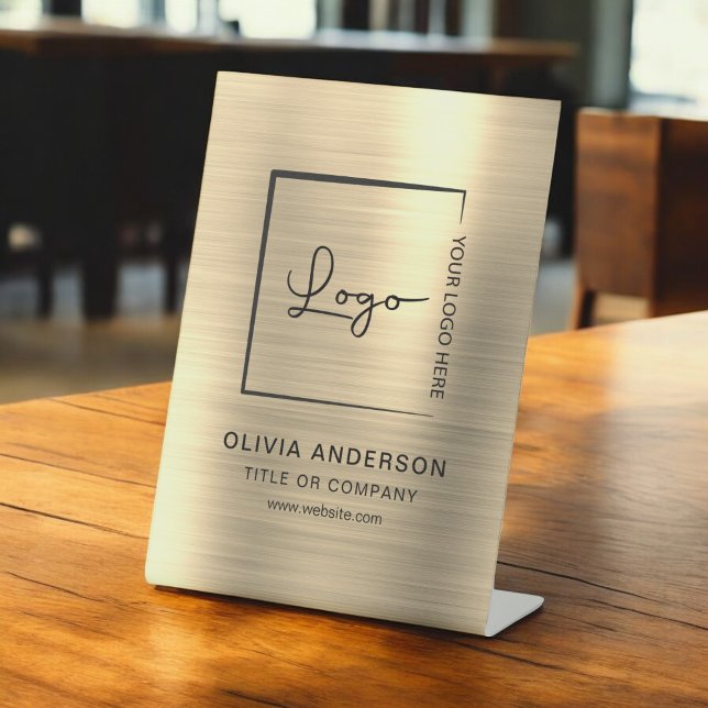 Gold Minimalist Business Logo Professional Modern Pedestal Sign (Creator Uploaded)