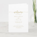 Gold Minimalist Calligraphy Folded Wedding Program<br><div class="desc">This gold minimalist calligraphy folded wedding program is perfect for a rustic wedding. The simple and elegant design features classic and fancy script typography in gold. Include a quote or short message,  order of service,  wedding party and thank you message.</div>