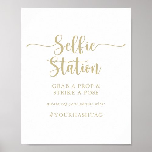 Gold Minimalist Calligraphy Selfie Station Sign