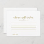 Gold Minimalist Calligraphy Wedding Advice Card<br><div class="desc">This gold minimalist calligraphy wedding advice card is perfect for a rustic wedding. The simple and elegant design features classic and fancy script typography in gold.These cards are perfect for a wedding, bridal shower, baby shower, graduation party & more. Personalize the cards with the names of the bride and groom,...</div>