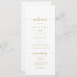 Gold Minimalist Calligraphy Wedding Program<br><div class="desc">This gold minimalist calligraphy wedding program is perfect for a rustic wedding. The simple and elegant design features classic and fancy script typography in gold.</div>